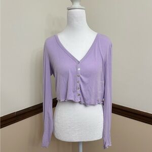 Princess polly lilac cropped button-up cardigan